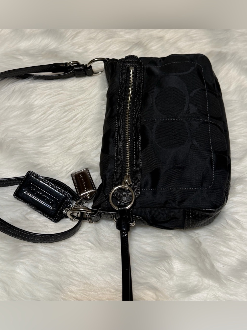Coach Chelsea Flap Black Signature Turn Lock Shoulder Bag Silver Hardware F17798 - Picture 7 of 11